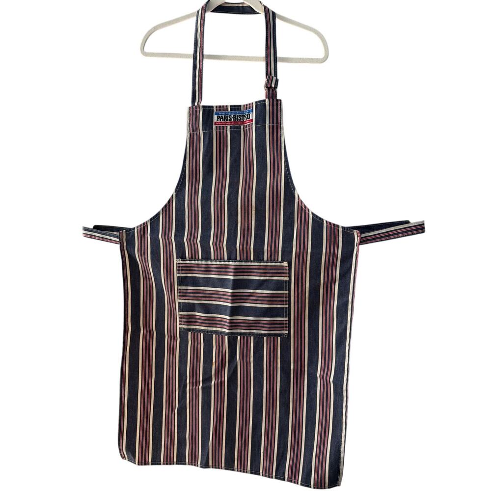 0212 Now Designs Paris Bistro Striped Chef Apron Navy Red White One Size
